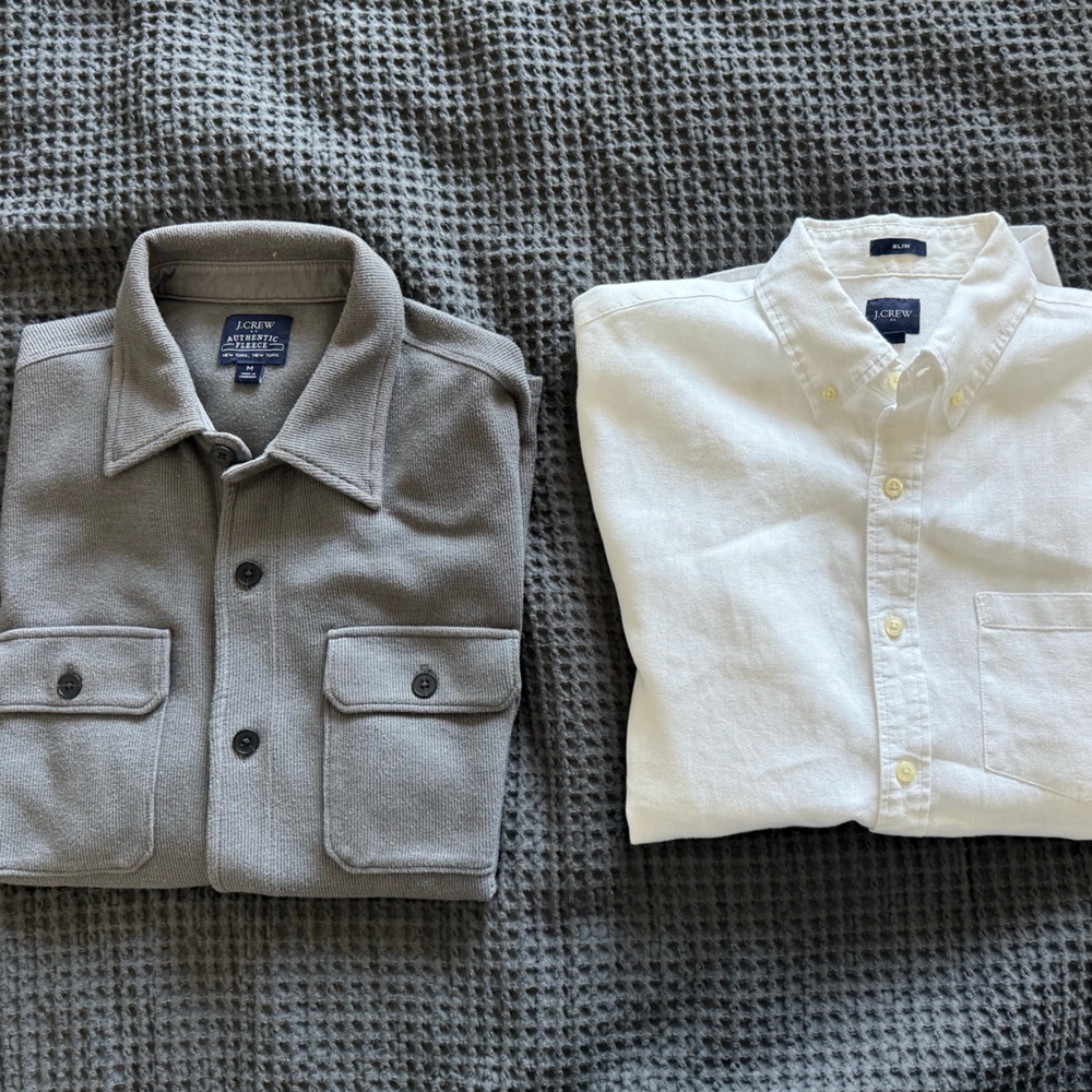 J. Crew Gray and White Button-Up Shirts